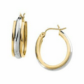 14K White/Yellow Hoop Earrings